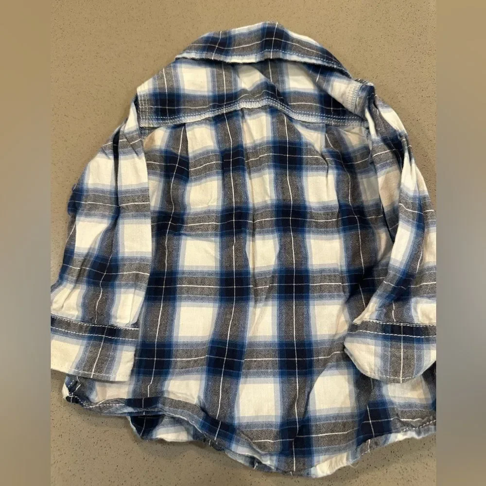 Baby gap boys long sleeve plaid print button down size 12-18 months